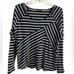 Bogner crewneck top striped nautical abstract long sleeve casual Medium